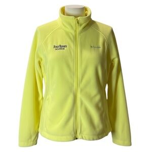 Columbia Bright Yellow Zip Up Fleece Jacket XL Four Roses Bourbon